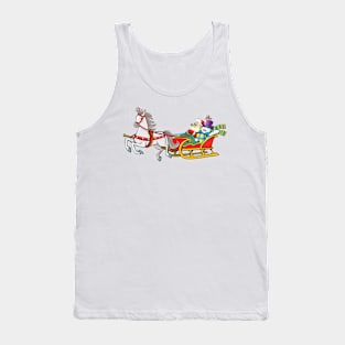 Santa Claus and Snowman in a horse-drawn sleigh Tank Top